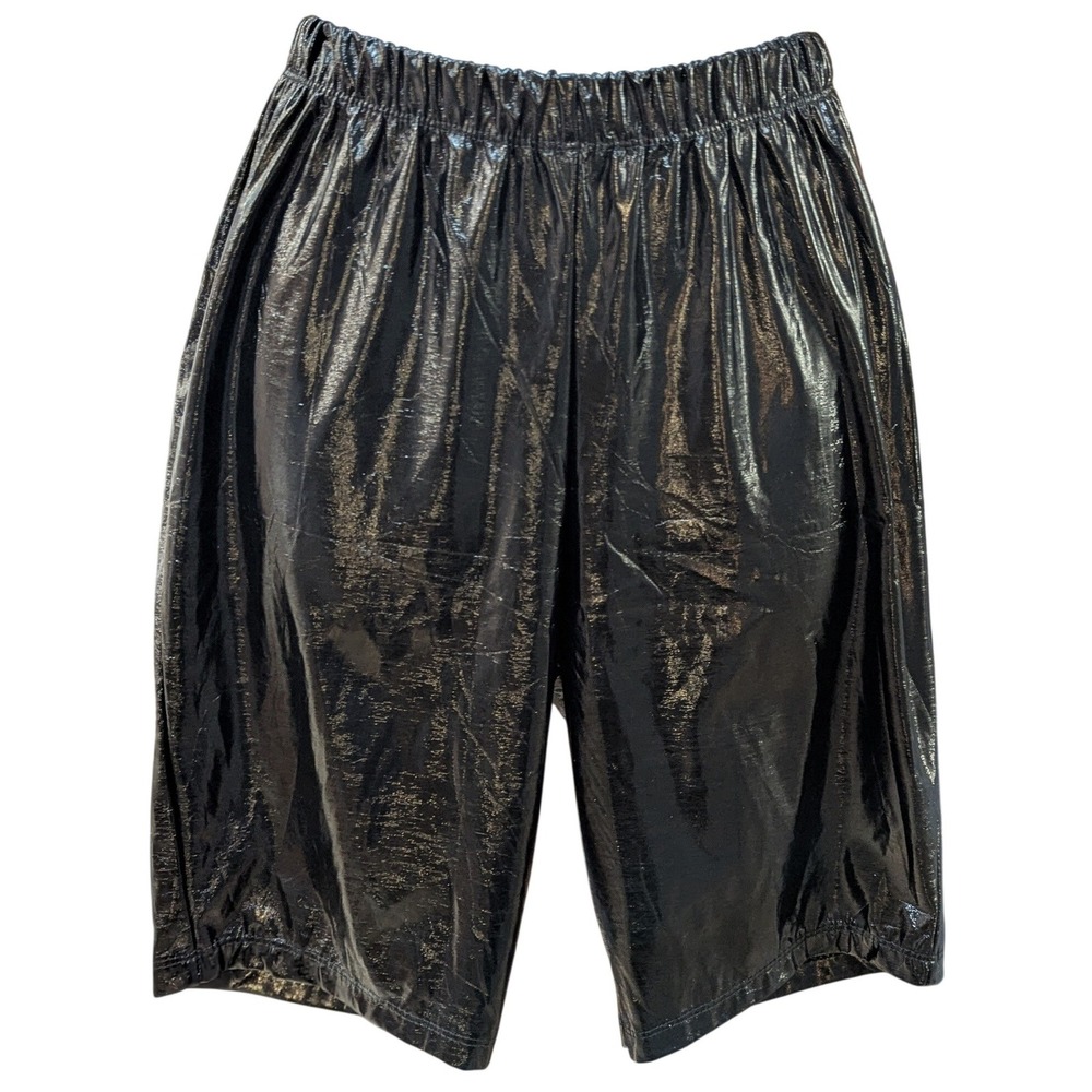 ASOS Metallic Black Wet Look Elastic Waist Shorts US 4 F101042 High Shine